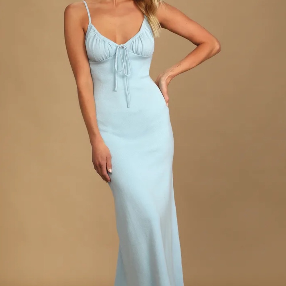 Lulus Your Sweetheart Light Blue Ribbed Bodycon Midi Dress
